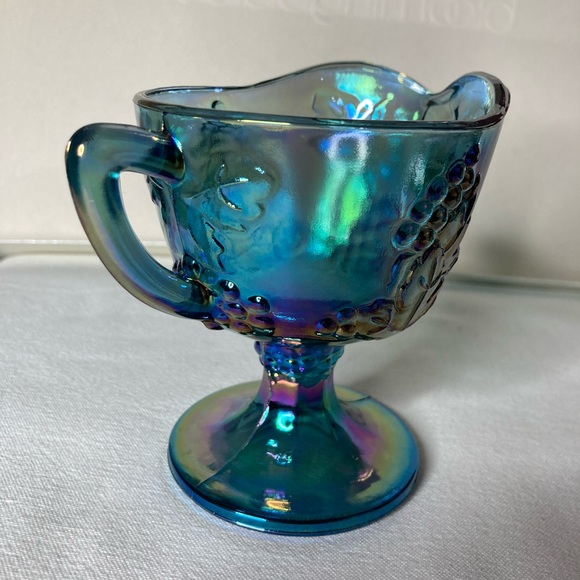 Vtg Indiana Blue Harvest Grape Carnival Glass Creamer - Picture 5 of 10